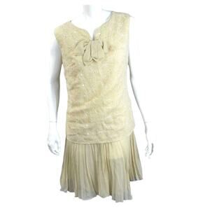 Flair of Miami cotton vintage dress 50s-60s 12 Tan